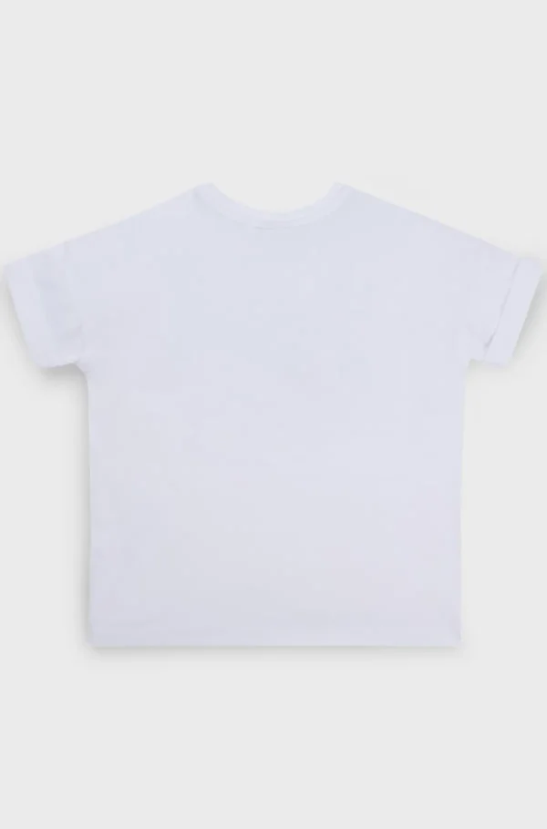 Crianças HUGO BOSS Partes De Cima Para Rapariga>T-shirt Para Criança Em Algodão Elástico Com Logótipo Estampado Brilhante
