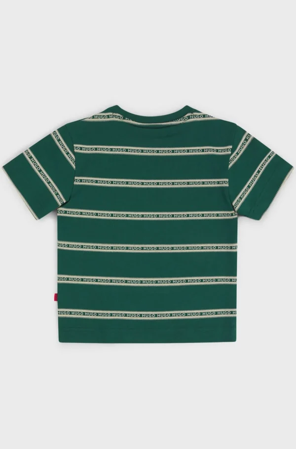 Crianças HUGO BOSS Júniores (Idades 4-14)>T-shirt Para Criança Em Algodão às Riscas Com Logótipo De Estilo Varsity