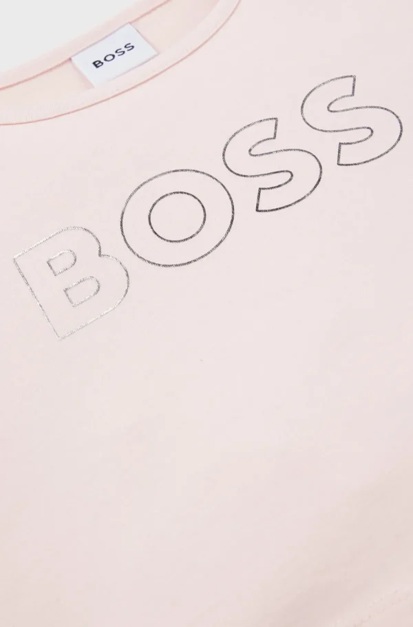 Crianças HUGO BOSS Partes De Cima Para Rapariga>T-shirt Sobredimensionada Para Criança De Algodão Elástico Com Arte Do Logótipo