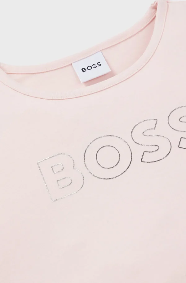 Crianças HUGO BOSS Partes De Cima Para Rapariga>T-shirt Sobredimensionada Para Criança De Algodão Elástico Com Arte Do Logótipo