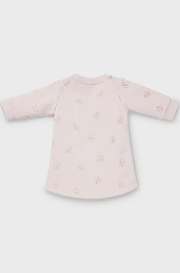 Crianças HUGO BOSS Partes De Cima Para Rapariga>Vestido Com Capuz Em Mistura De Algodão Para Bebé Com Estampa De Logótipo