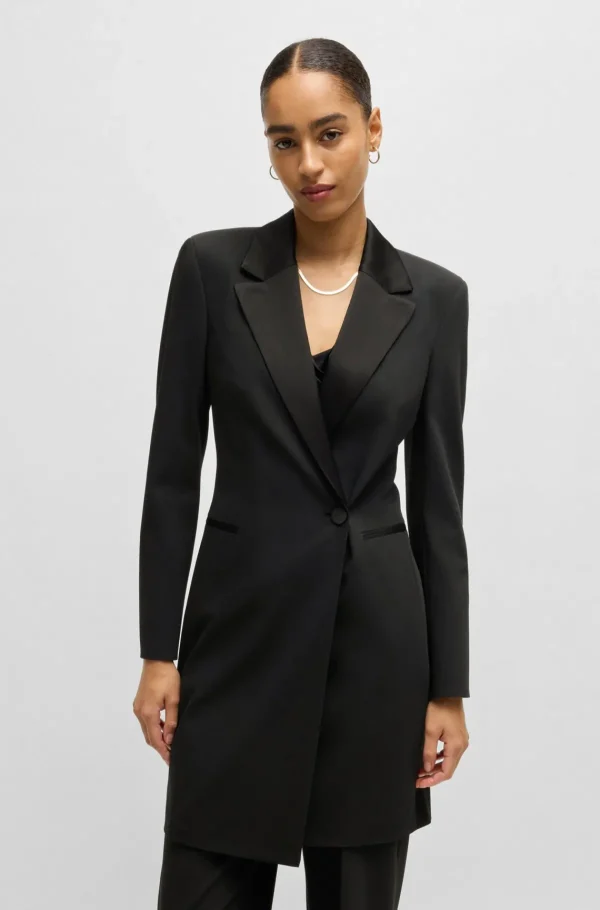MULHER HUGO BOSS Fatos>Vestido De Estilo Smoking Com Frente Envolvente