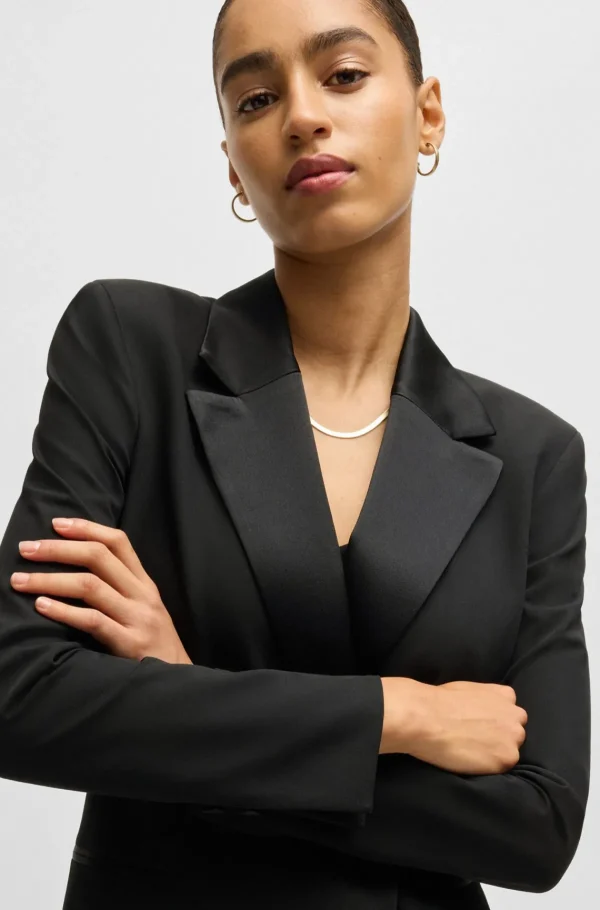 MULHER HUGO BOSS Fatos>Vestido De Estilo Smoking Com Frente Envolvente