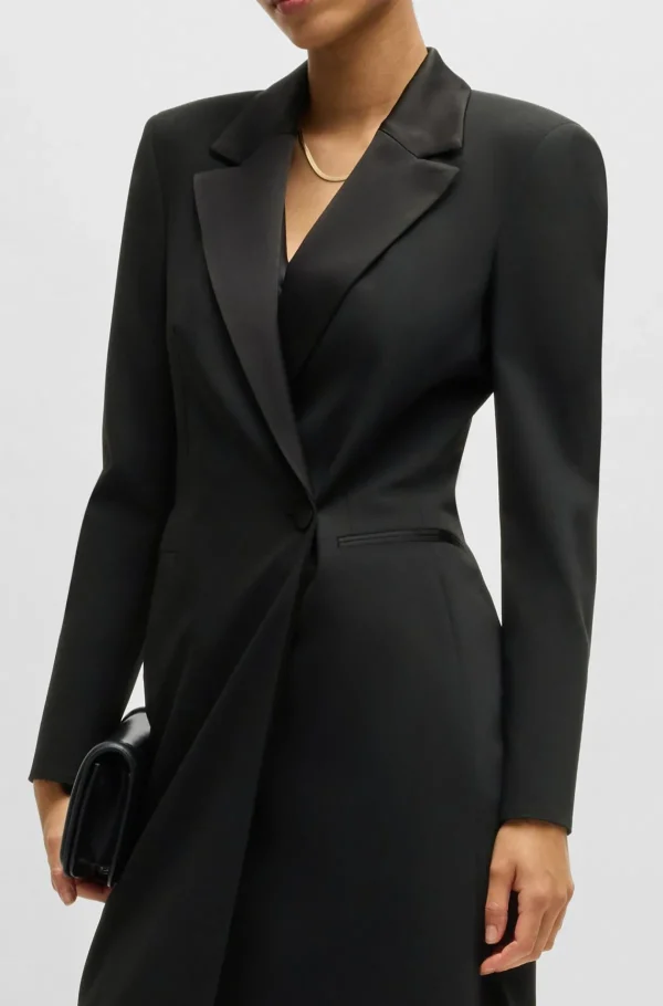 MULHER HUGO BOSS Fatos>Vestido De Estilo Smoking Com Frente Envolvente