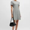 MULHER HUGO BOSS Vestidos E Macacões>Vestido De Manga Curta Em Jersey De Espinha De Peixe