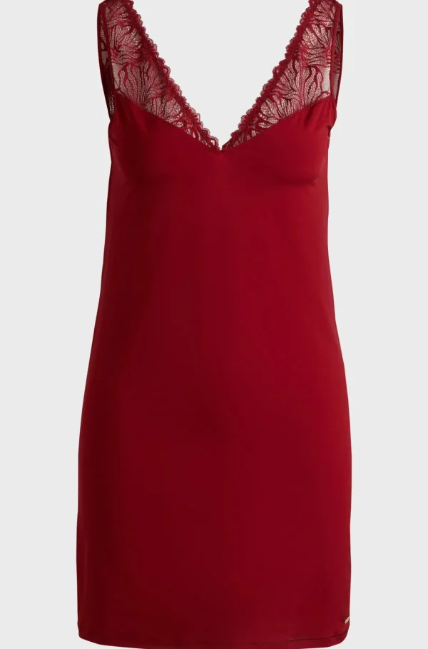 MULHER HUGO BOSS Pijamas E Loungewear>Vestido De Noite Em Jersey Com Acabamentos Em Renda Elástica