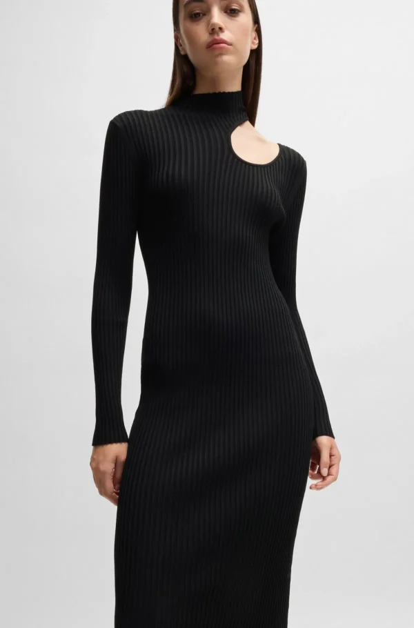 MULHER HUGO BOSS Vestidos E Macacões>Vestido De Tubo De Gola Alta Com Detalhe De Recorte