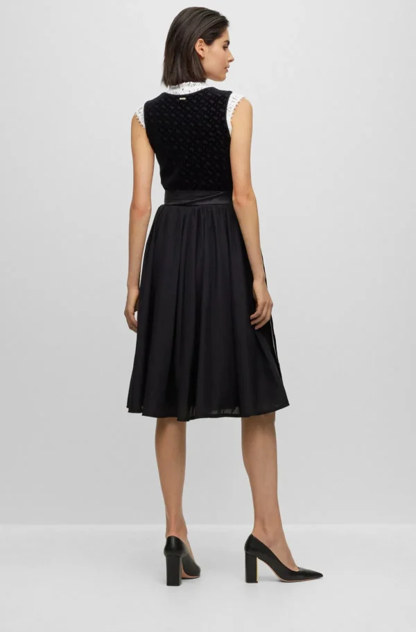 MULHER HUGO BOSS Vestidos E Macacões>Vestido Dirndl BOSS X Kinga Mathe Com Corpete Em Veludo Com Monograma