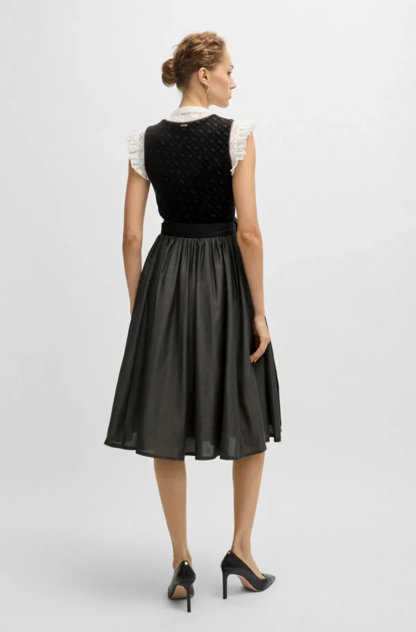 MULHER HUGO BOSS Vestidos E Macacões>Vestido Dirndl BOSS X Kinga Mathe Em Cinzento-escuro Com Corpete Monograma