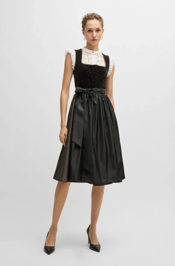 MULHER HUGO BOSS Vestidos E Macacões>Vestido Dirndl BOSS X Kinga Mathe Em Cinzento-escuro Com Corpete Monograma