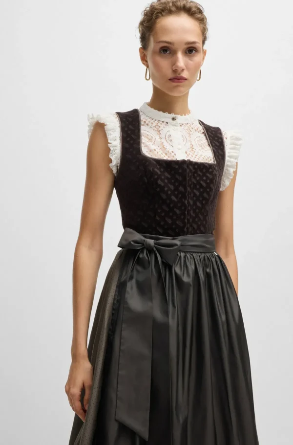 MULHER HUGO BOSS Vestidos E Macacões>Vestido Dirndl BOSS X Kinga Mathe Em Cinzento-escuro Com Corpete Monograma