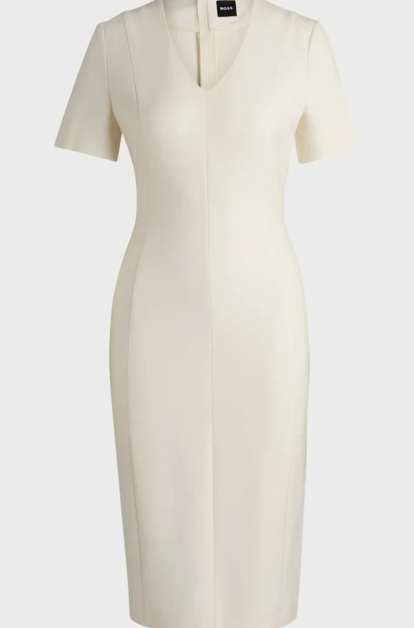MULHER HUGO BOSS Vestidos E Macacões | Artigos Essenciais>Vestido Formal De Ajuste Slim Em Tecido Elástico
