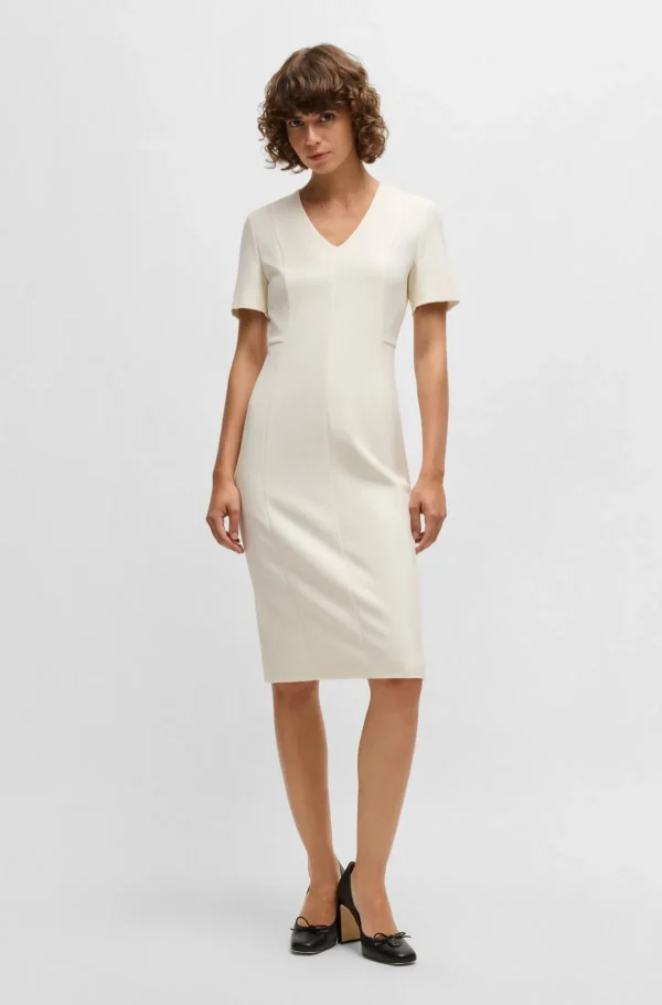 MULHER HUGO BOSS Vestidos E Macacões | Artigos Essenciais>Vestido Formal De Ajuste Slim Em Tecido Elástico