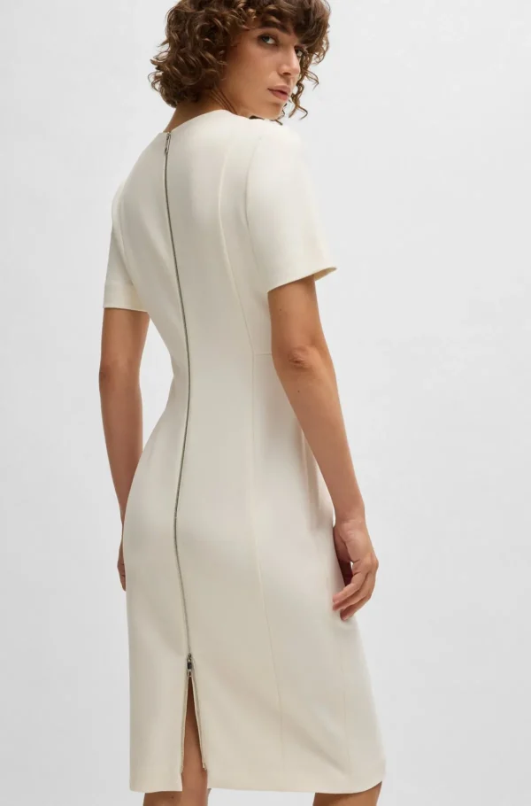 MULHER HUGO BOSS Vestidos E Macacões | Artigos Essenciais>Vestido Formal De Ajuste Slim Em Tecido Elástico