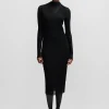 MULHER HUGO BOSS Vestidos E Macacões>Vestido Forrado Em Tule Plissado Com Meia Gola