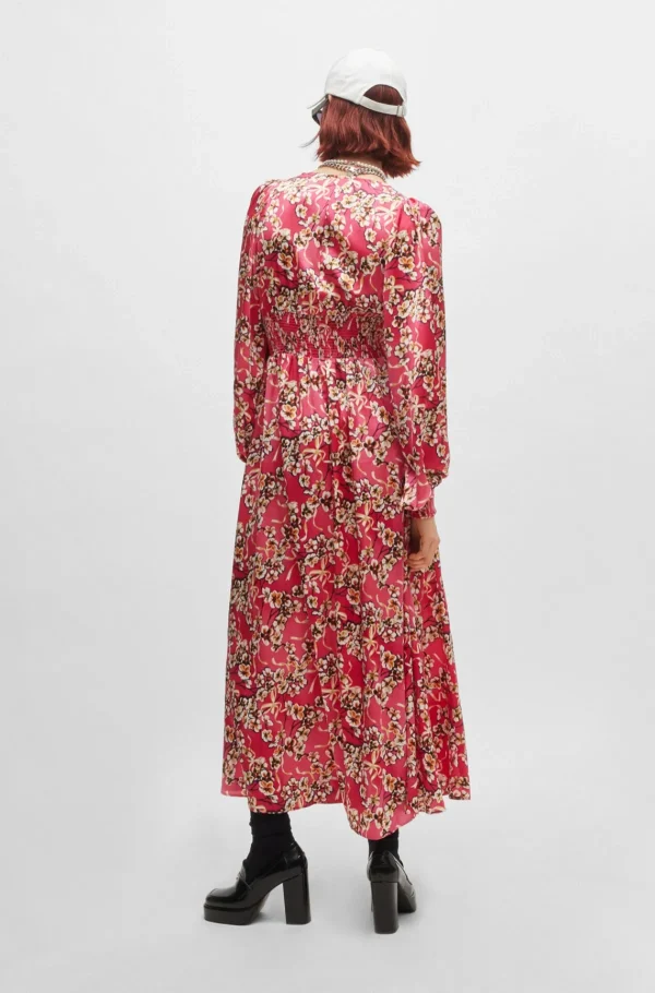 MULHER HUGO BOSS Vestidos E Macacões>Vestido Maxi Com Estampa Floral E Acabamento Com Botões