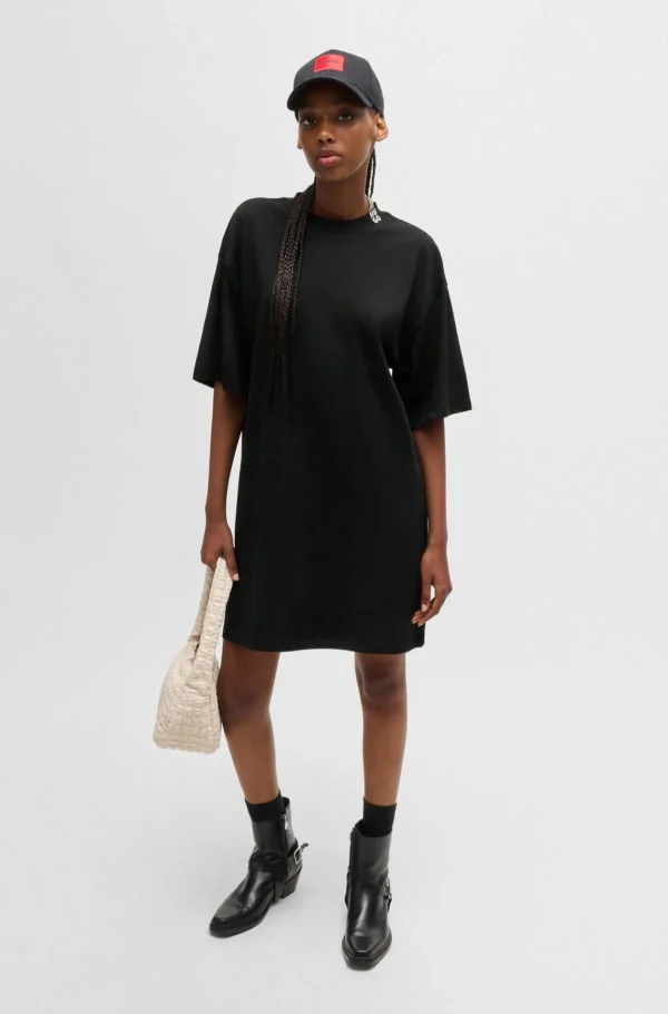 MULHER HUGO BOSS Vestidos E Macacões>Vestido T-shirt Em Jersey De Algodão Com Logótipo Sobreposto