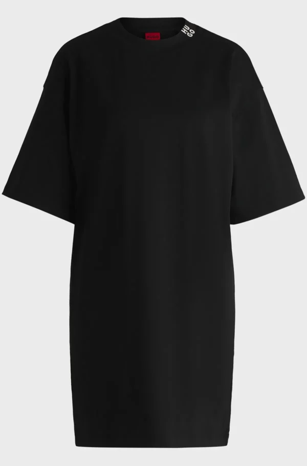 MULHER HUGO BOSS Vestidos E Macacões>Vestido T-shirt Em Jersey De Algodão Com Logótipo Sobreposto